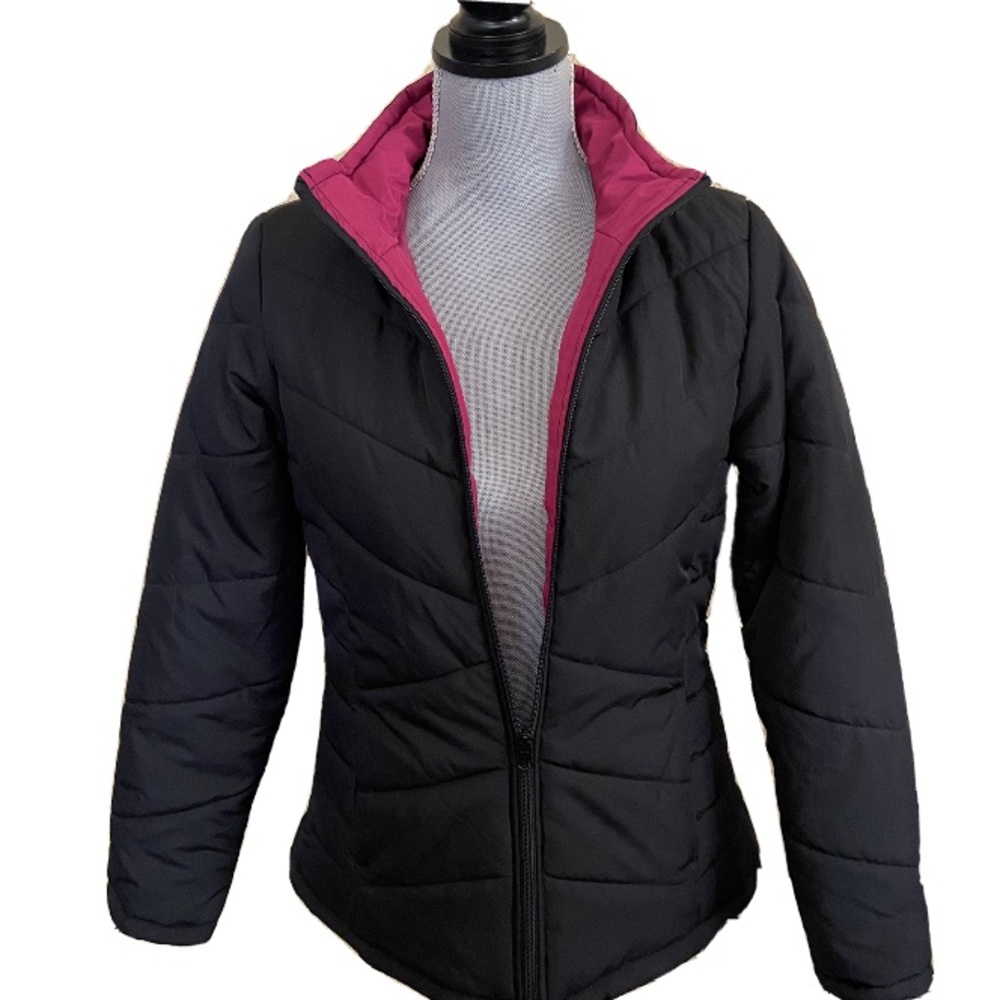 Collared Puffer Jacket  black pink Small NWT